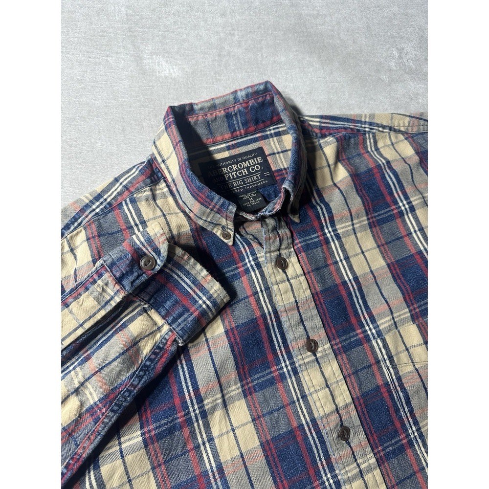 Vintage Abercrombie and Fitch 90s The Big Shirt Mens Medium Flannel Plaid Button